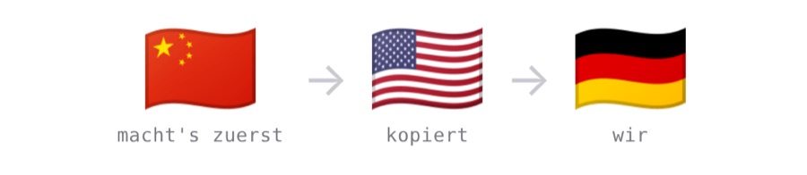 China macht's zuerst, die USA kopieren, dann wir